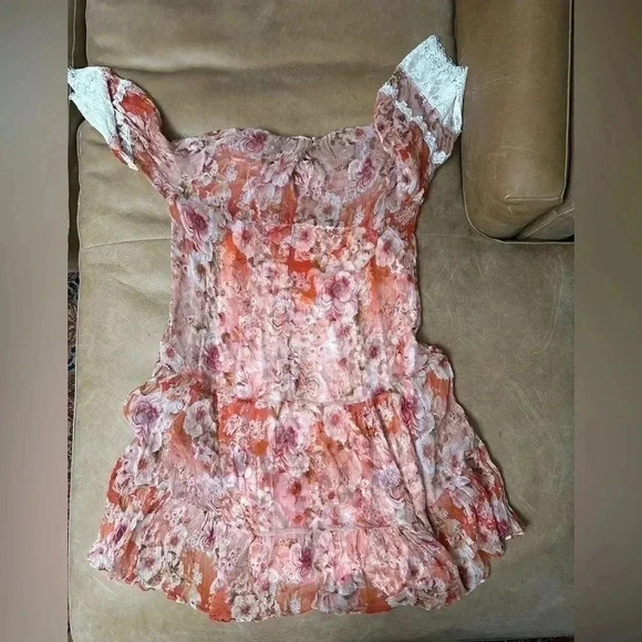 Johnny Was Yours Truly Silk Floral Mini Dress Lace Trim Sz Medium MSRP $410 - Picture 14 of 14